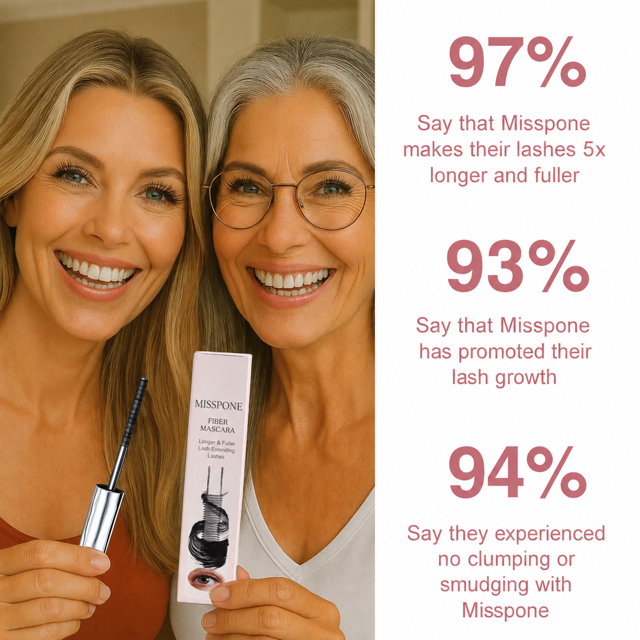 Misspone® Waterproof Fibre Mascara💧 – Volume & Length without Clumping for Dramatic Moments