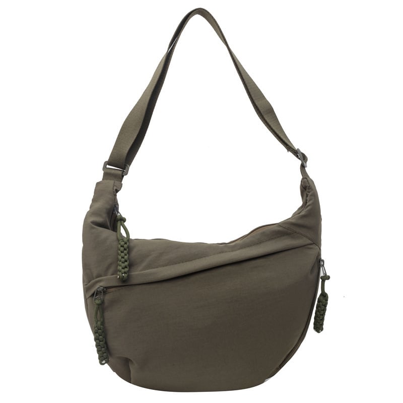 Women's Fashion Plain Color Nylon Crossbody Bag