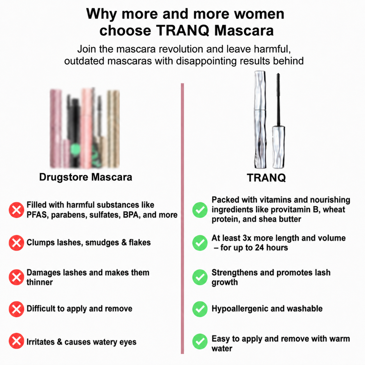 TRANQG® Waterproof Fibre Mascara💧  – Volume & Length without Clumping for Dramatic Moments