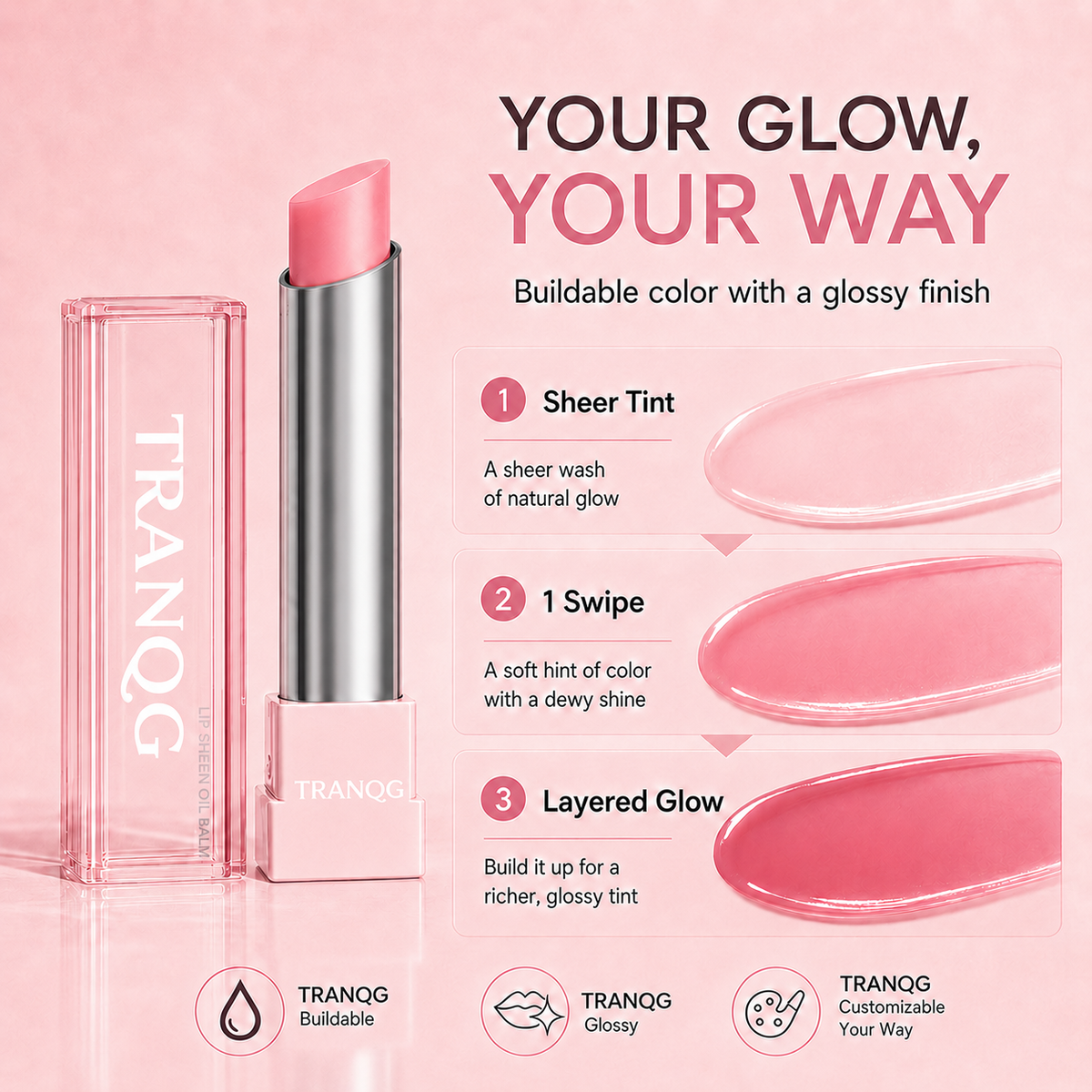 🔥Last Day Buy 1 Get 1 Free|TRANQG GLOW VEIL LIP SHEEN OIL BALM